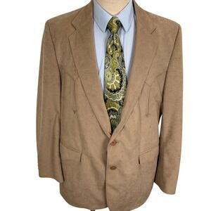 Circle S Dallas Texas Blazer Mens 46L Tan Faux Suede‎ Rancher Western Jacket